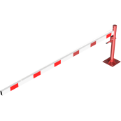 Swing barrier | with pull rope reinforcement | to be fixed by plugs, hot-dip galvanized and red coated with white reflecting rings | Barrier arm length: 3500 mm | with Euro profile cylinder lock